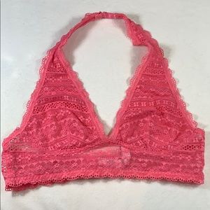 Victoria's Secret Hot Pink Halter lace Bralette
